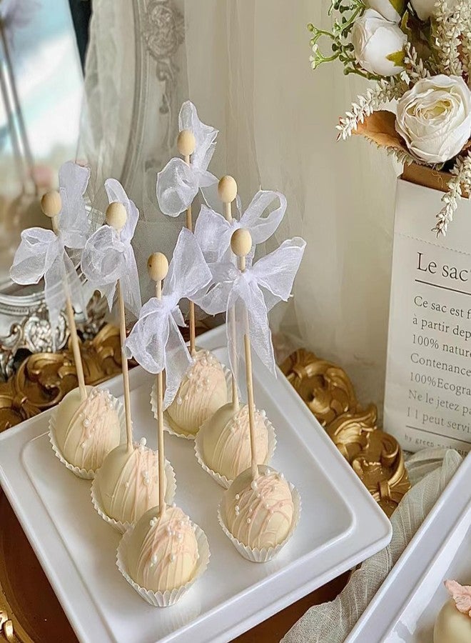 OSSIJAY 100 Pieces 6Inch Rock Candy Sticks with Ball Wooden Sticks Wood Cake Sticks Drink Stirrer Sticks for Lollipop Coffee Appetizer Skewers (Round) - Image 3